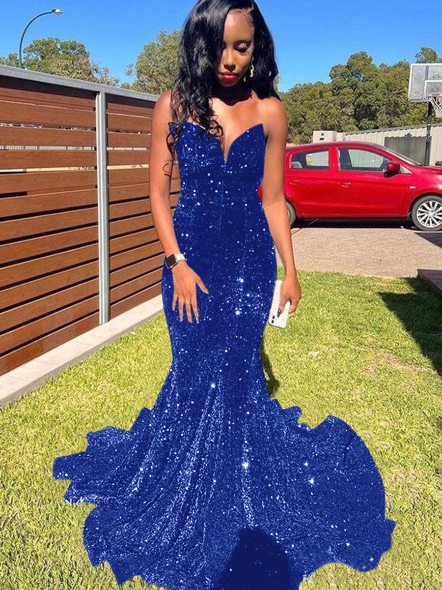 Royal Blue Beaded Crystal Mermaid Blue Sequin Prom Dress For Black Girls  2023 Evening Gown With Sequins And Party Robe De Bal From Queenshoebox,  $150.34 | DHgate.Com